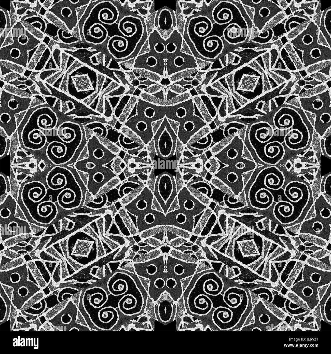Black and White Geometric Tribal Pattern Stock Photo - Alamy