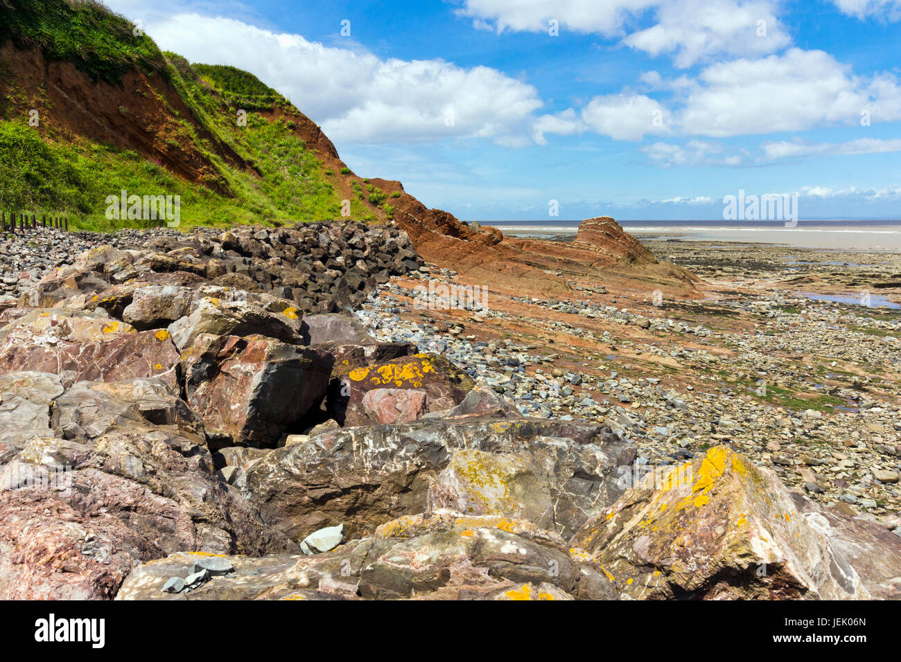 Rocky beach at Helwell Bay, Watchet, Somerset Stock Photo