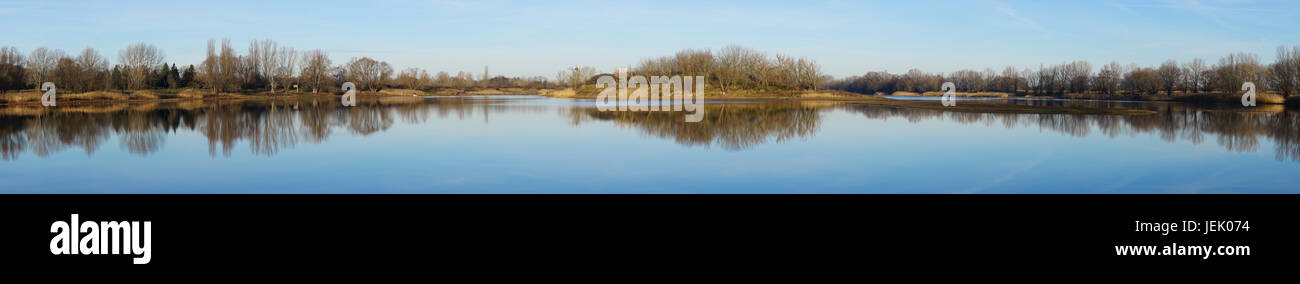 Panorama of Salbker lake near Magdeburg Stock Photo
