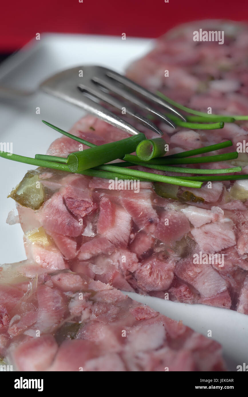 Meat jelly with cucumber Stock Photo Alamy
