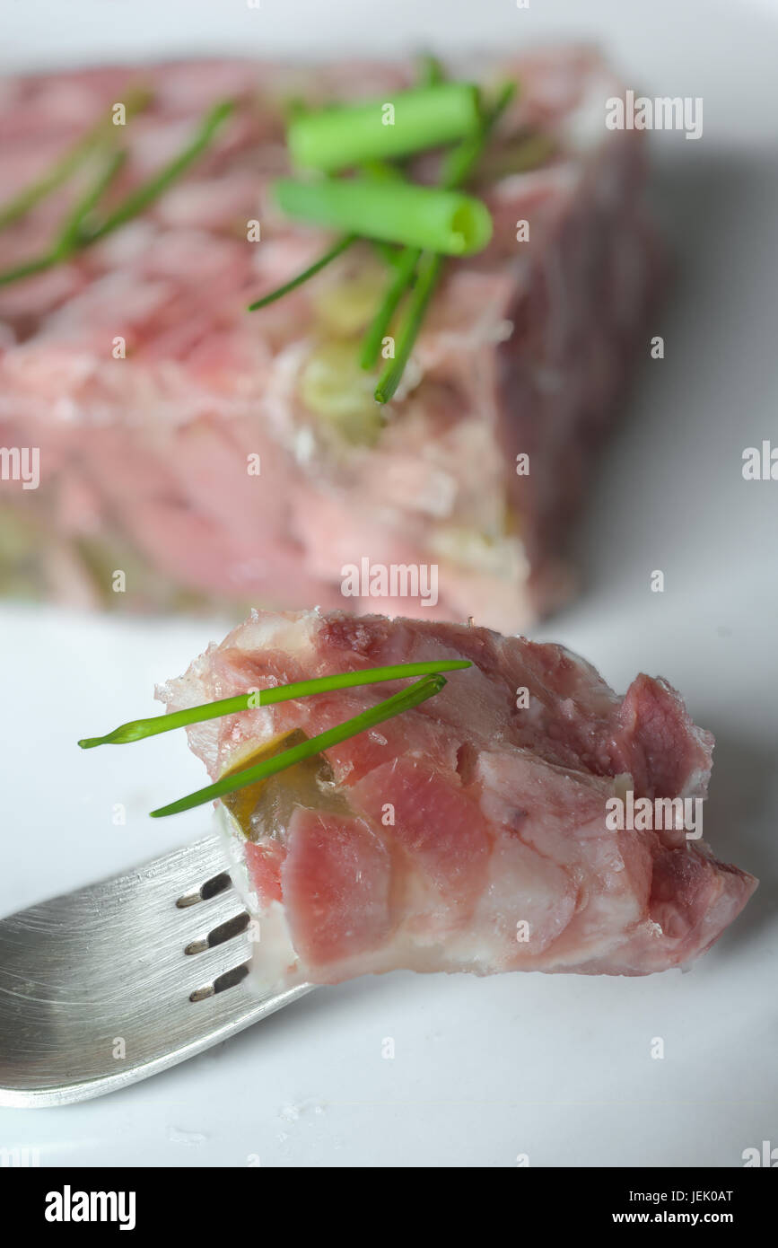 Meat jelly with cucumber Stock Photo Alamy