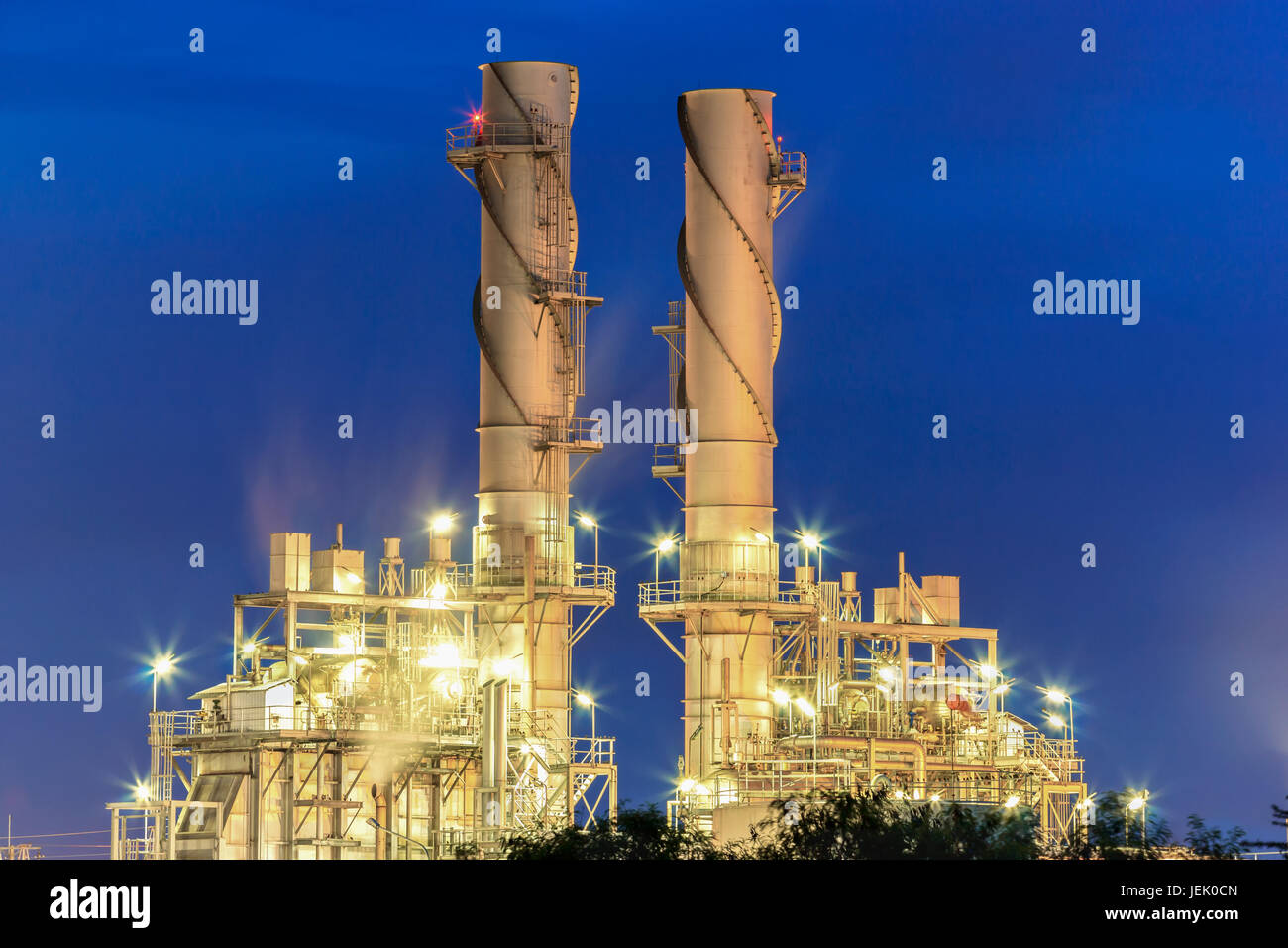 steam power plant with blue hour Stock Photo