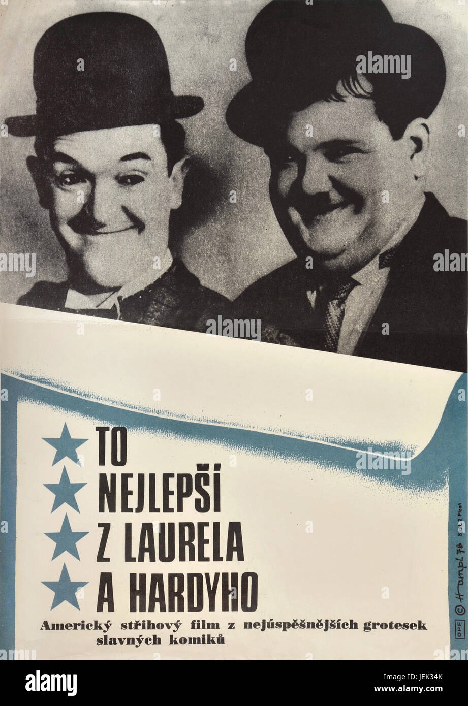 The Best of Laurel and Hardy. 1968. Original Czechoslovak movie poster from 1970s. The compilation of classic clips, director James L. Wolcot. Stock Photo