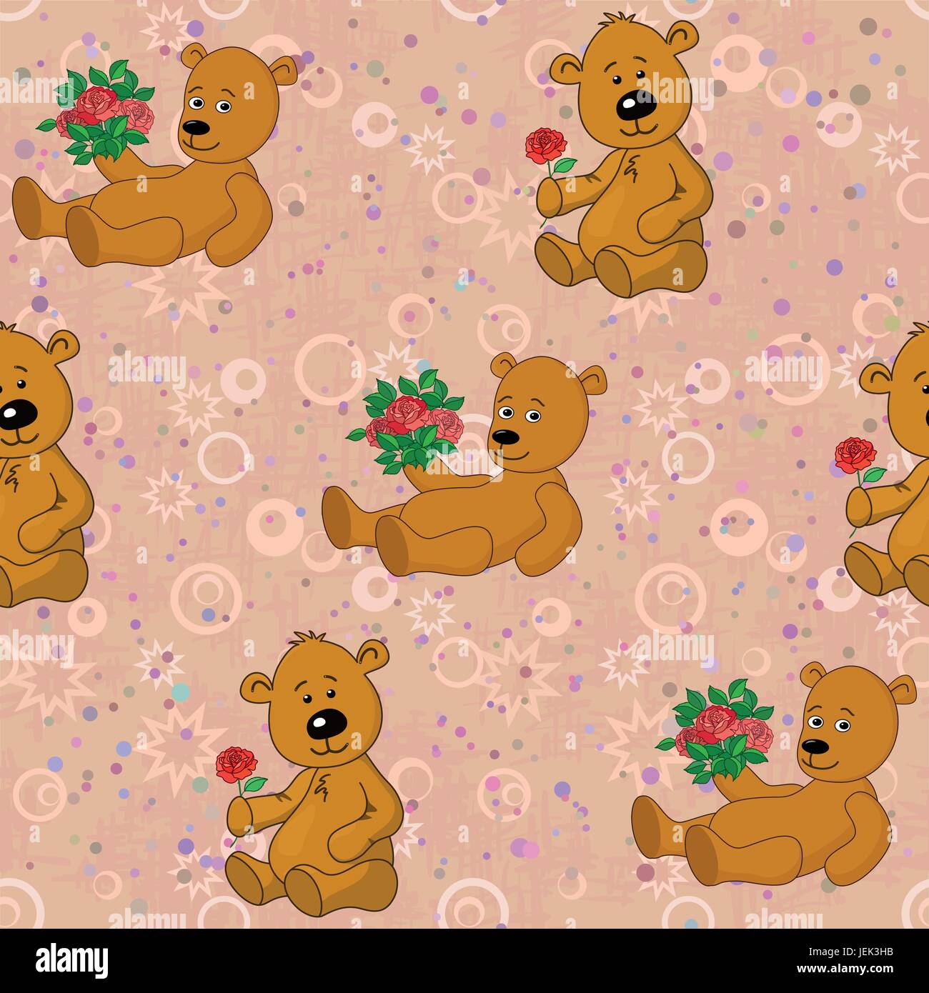 Seamless pattern, teddy bears and gifts flowers Stock Vector Image ...