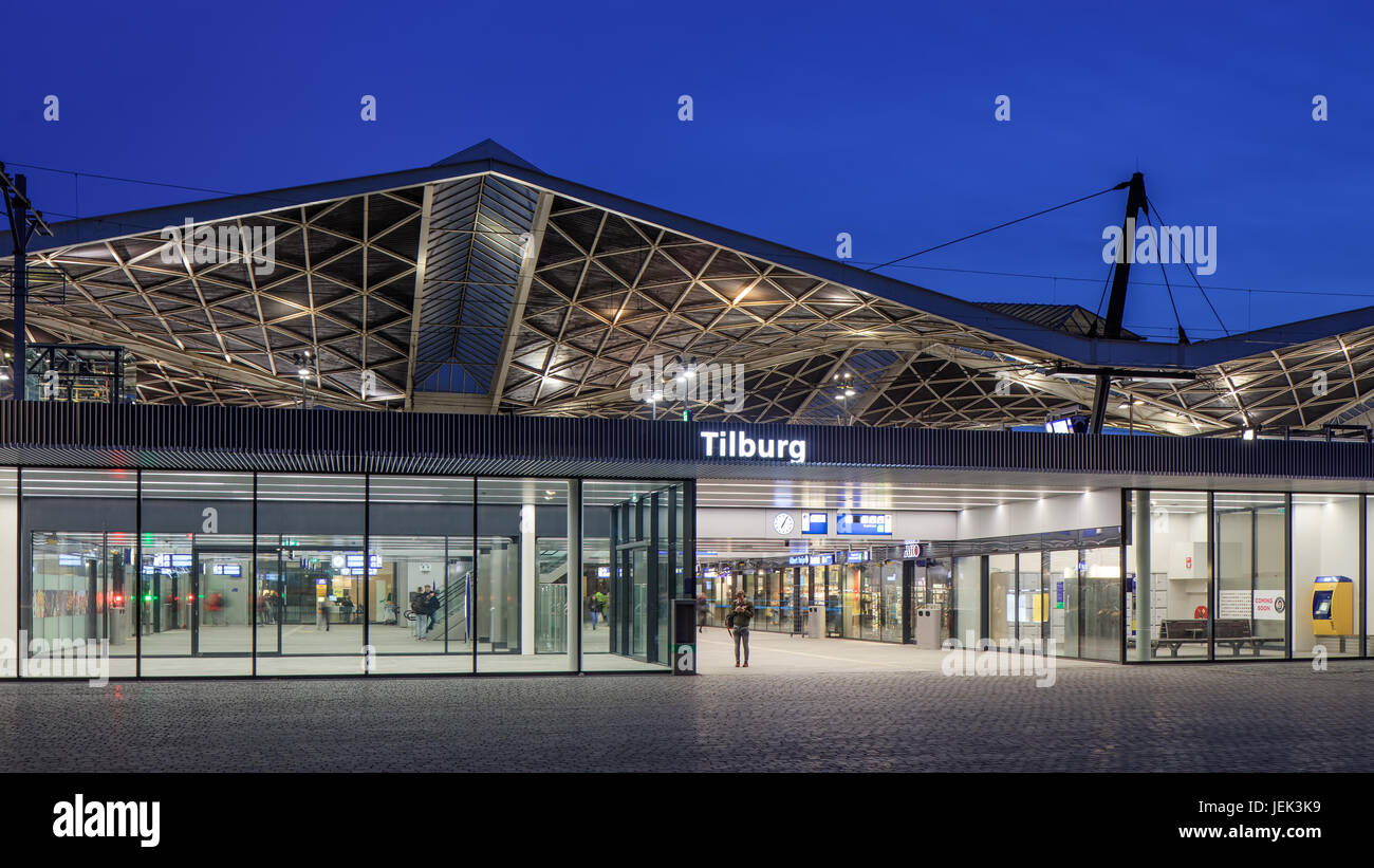 TILBURGMARCH 11, 2017. Central Railway Station at twilight. It has now