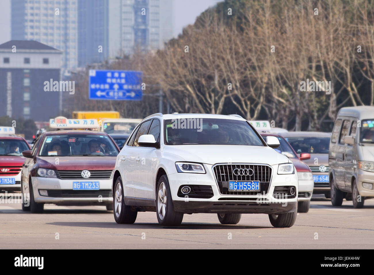 Audi Q5 SUV. China alone forms almost one-third of Audi’s sales volume, The German brand holds the dominant position in China's premium car market. Stock Photo