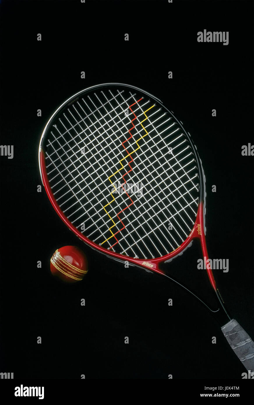 Badminton racket with cricket ball, india, asia Stock Photo