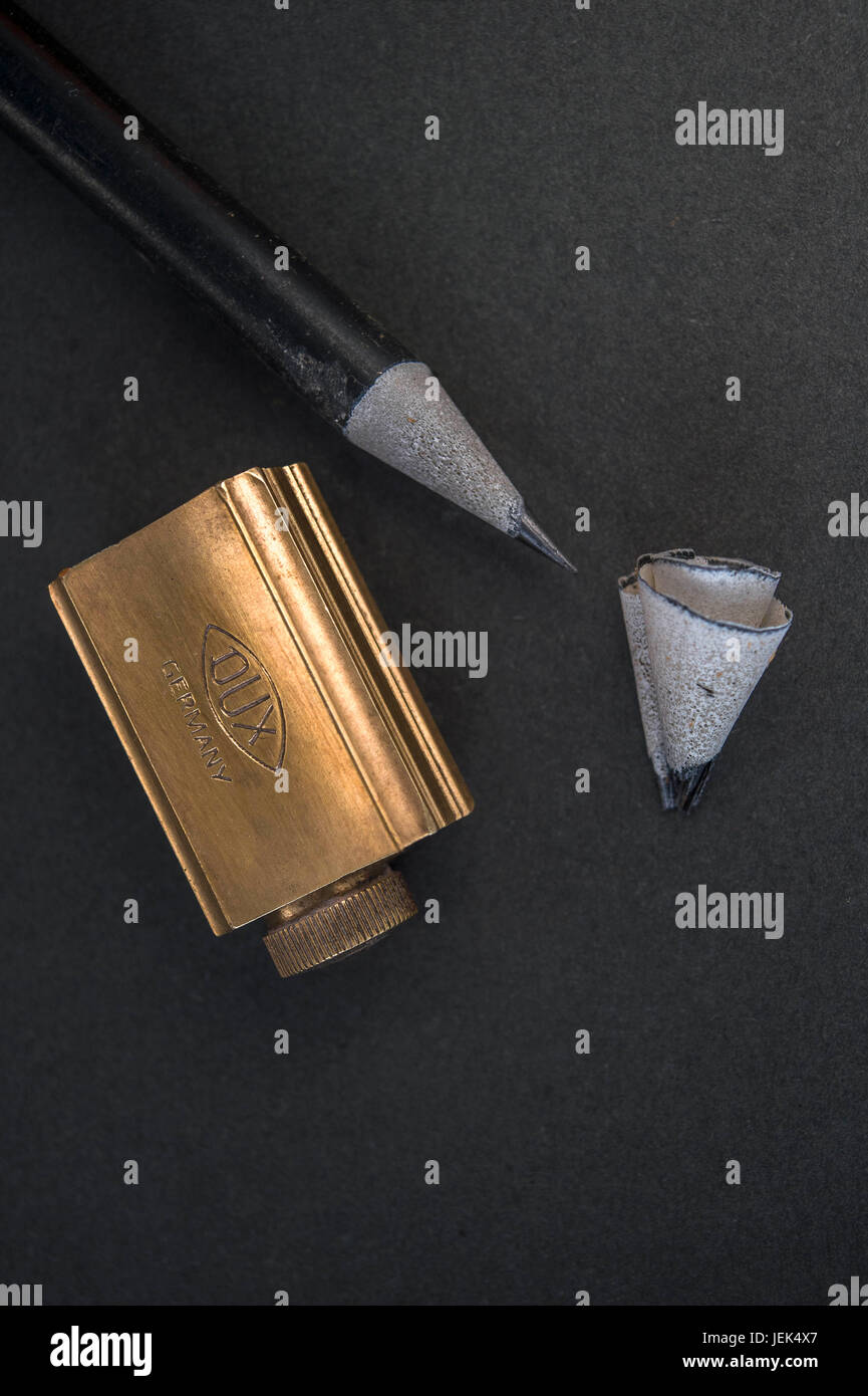 Dux adjustable brass pencil sharpener, india, asia Stock Photo
