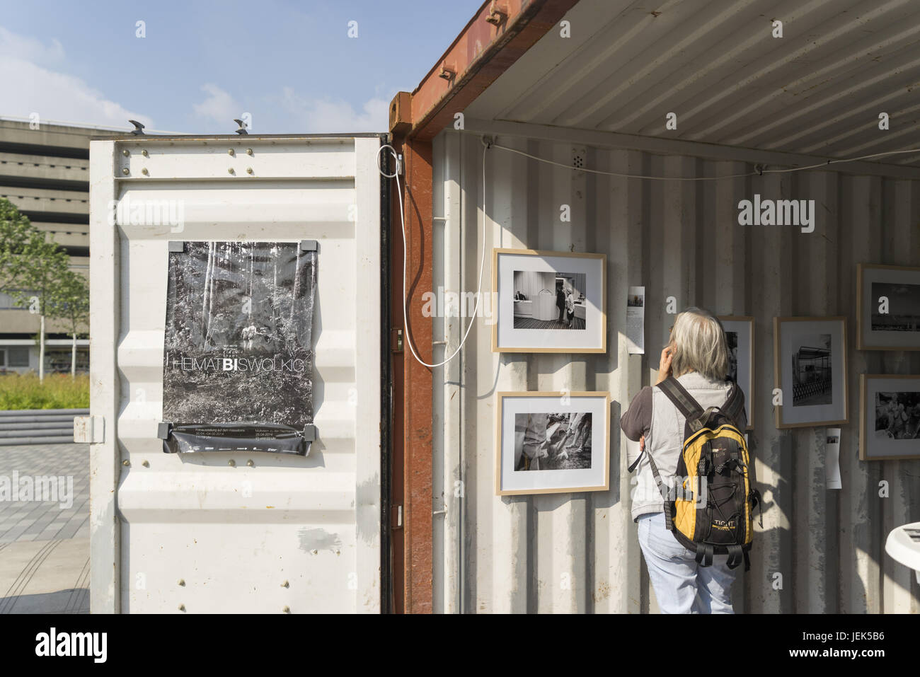 photo exhibition in freight containers Stock Photo