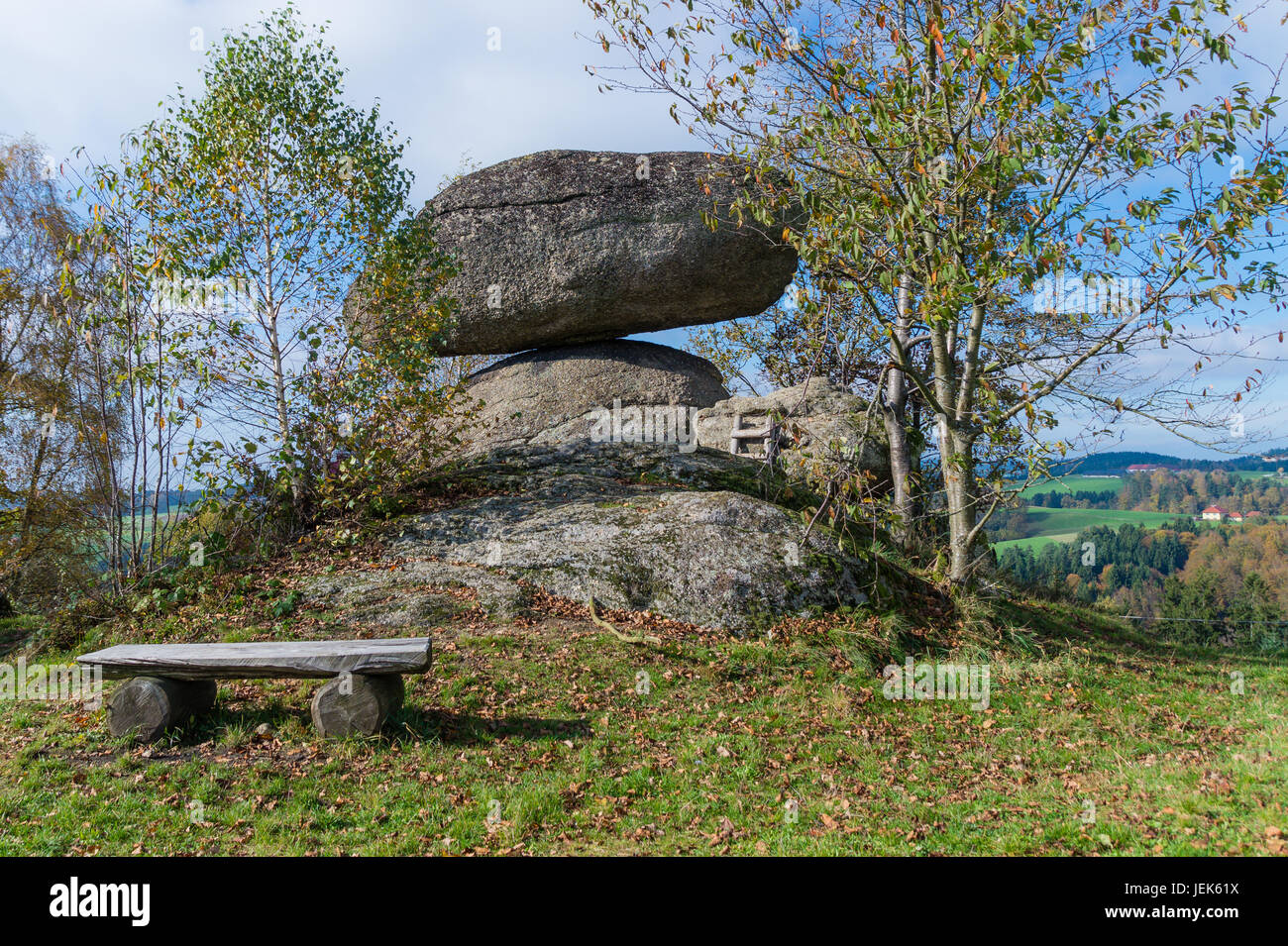 logan or balanced rock Schwammerling Stock Photo