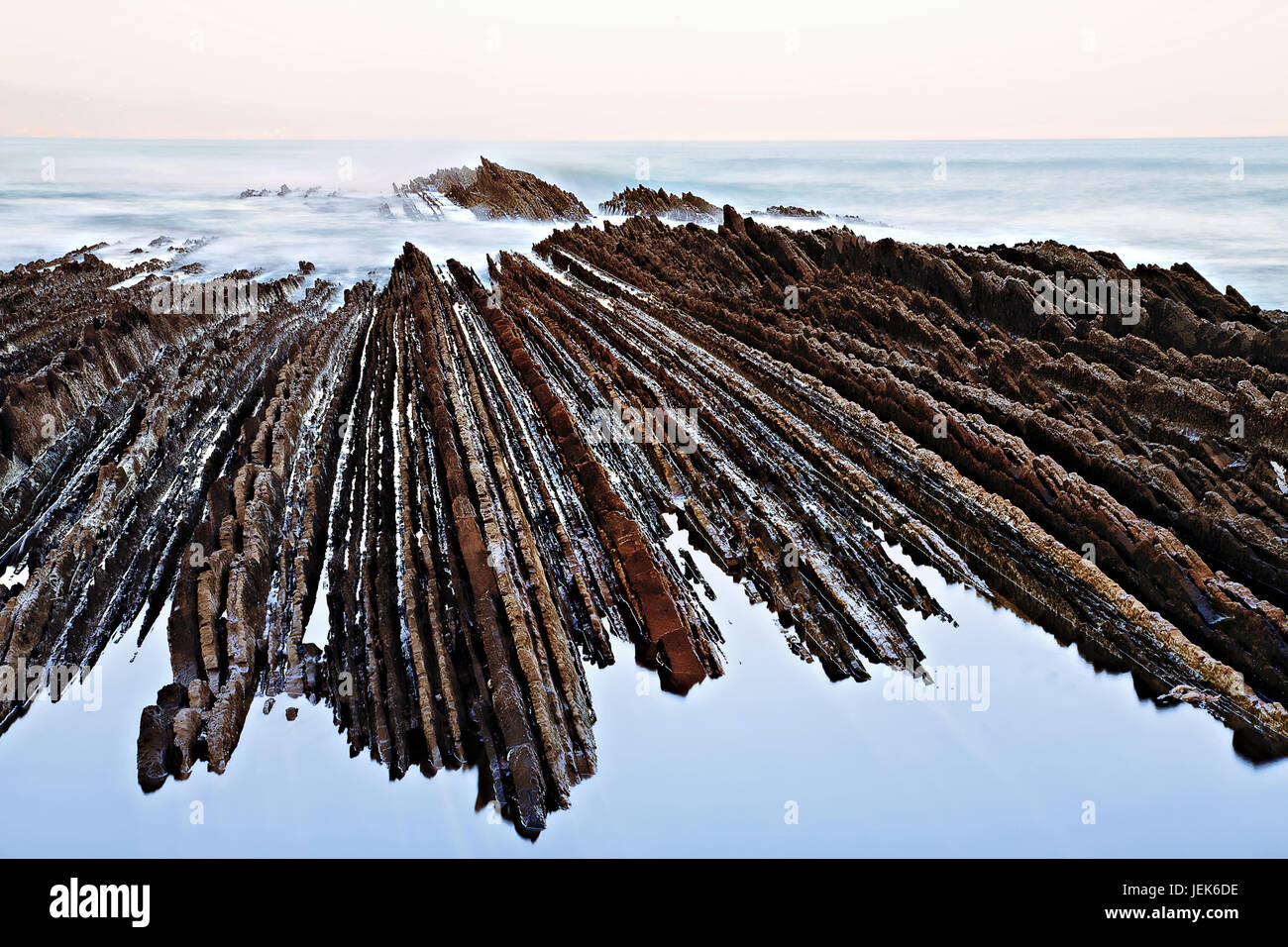 Flysch, Zumaia beach, Basque Country, Spain Stock Photo