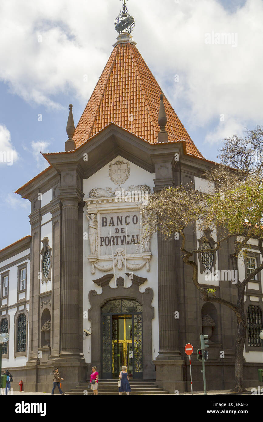 Bank Of   Portugal Funchal Madeira Stock Photo