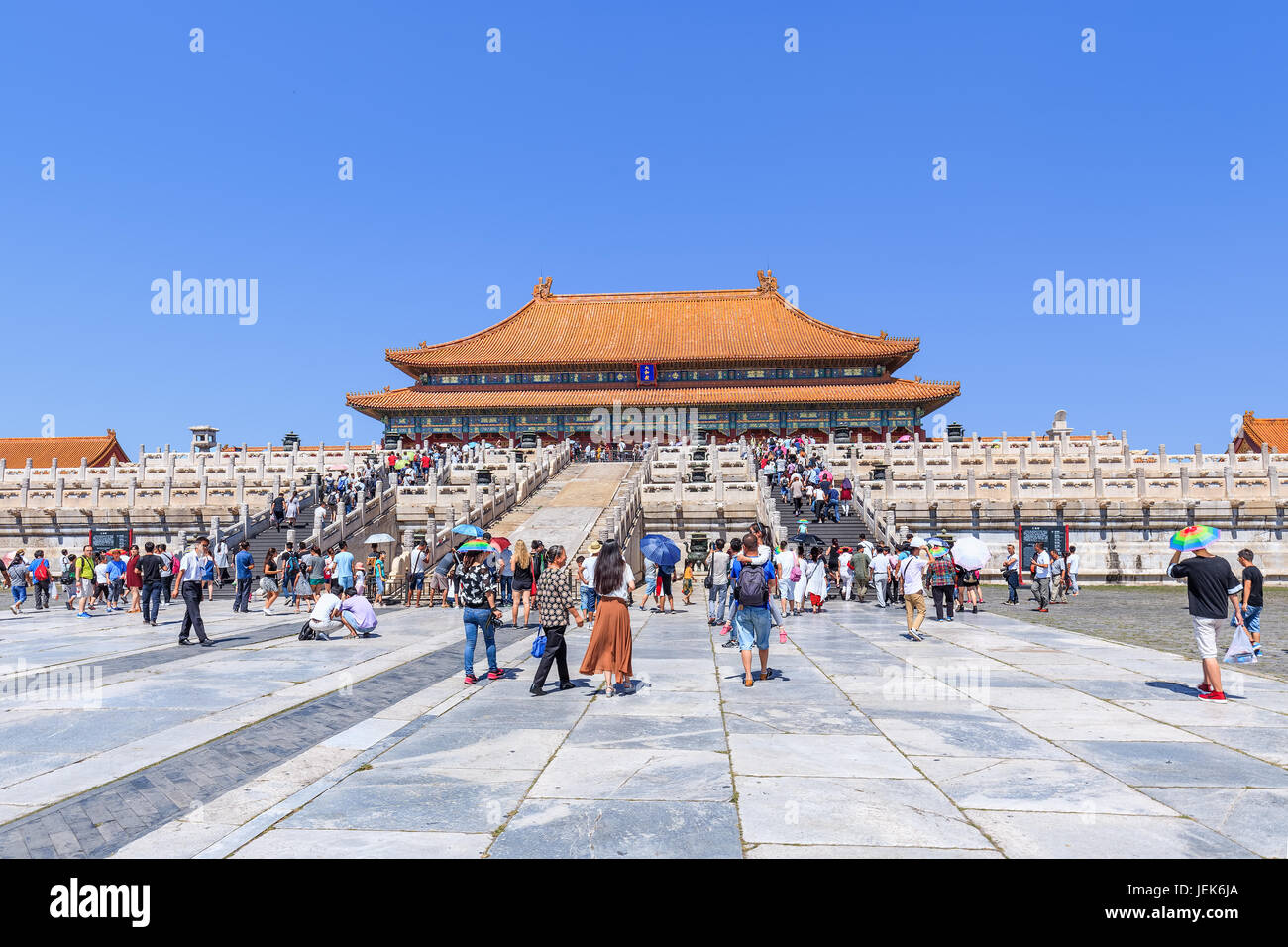 BEIJING-AUGUST 28, 2016. Tourism at Palace Museum (Forbidden City). It was listed as a World Heritage Site in 1987 by UNESCO. Stock Photo
