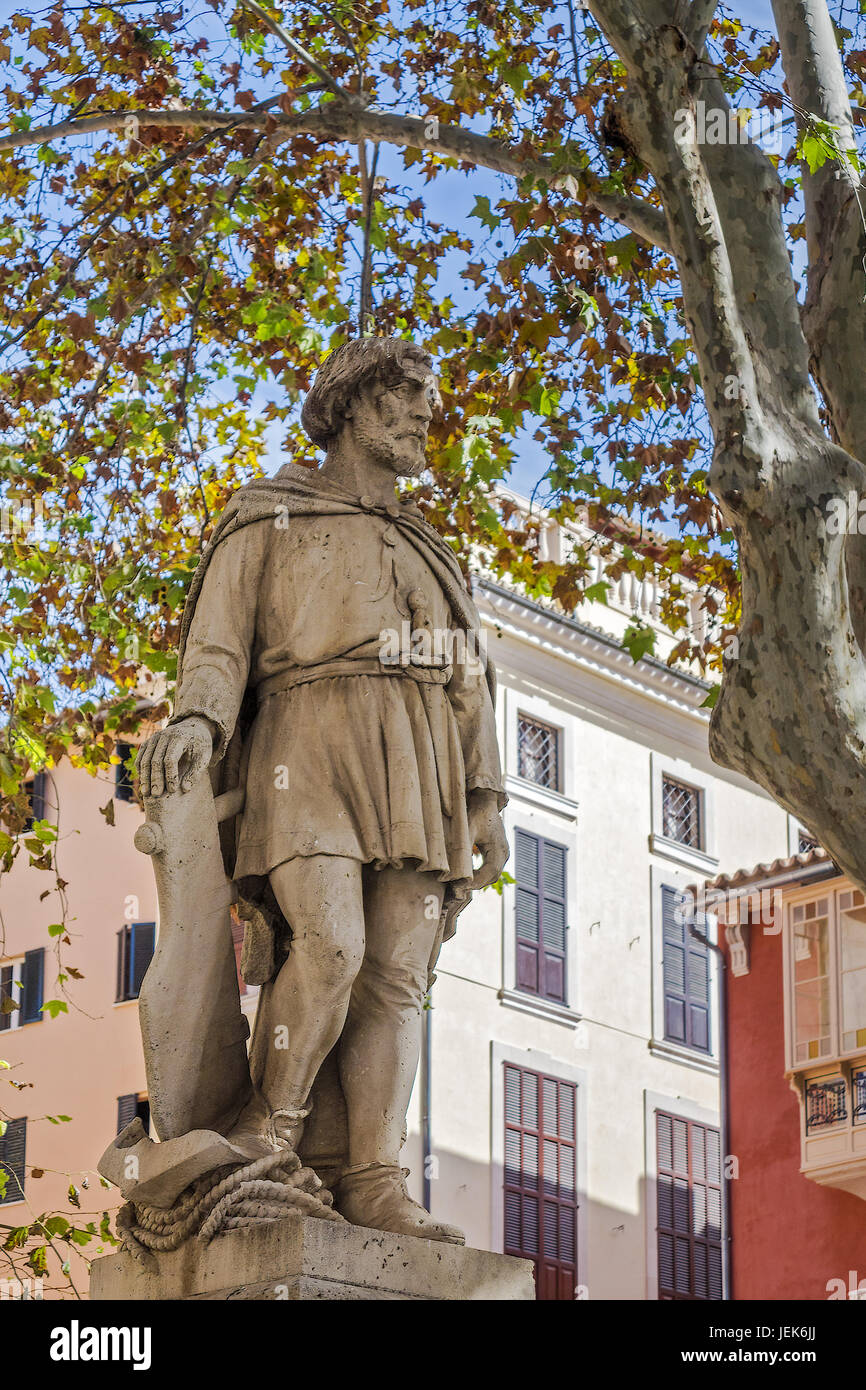 Statue Of Jaime Ferrer Palma Majorca Spain Stock Photo