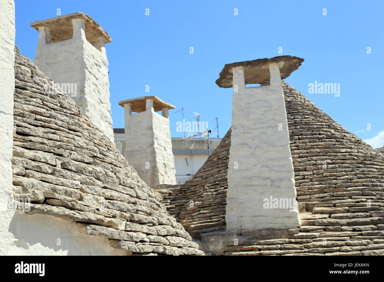 Chimneys at trulli house, Italy Stock Photo