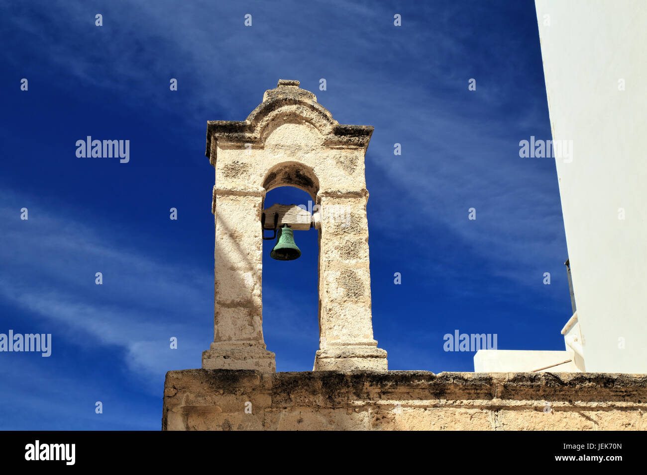 Church bell tower, Polignano a Mare, Italy Stock Photo