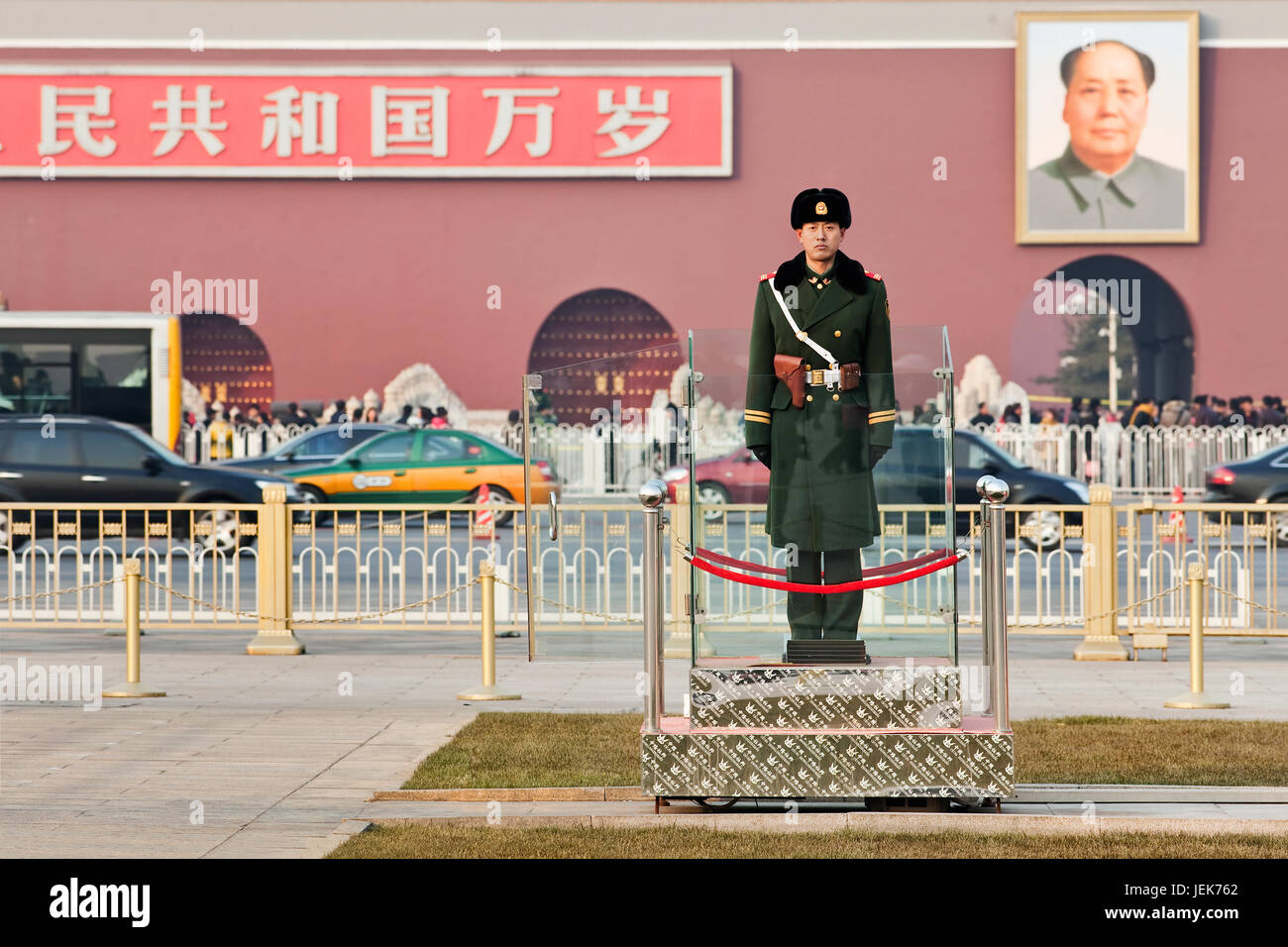 BEIJING – DEC. 26, 2011. Honor guard at Tiananmen on Dec. 26, 2011. Honor guards are provided by the People's Liberation Army at Tiananmen Square. Stock Photo