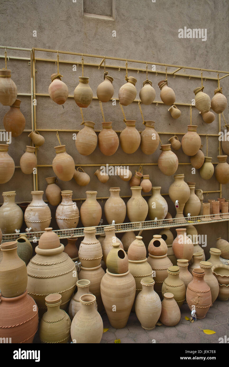 Potteries in the Souq of Nizwa Stock Photo