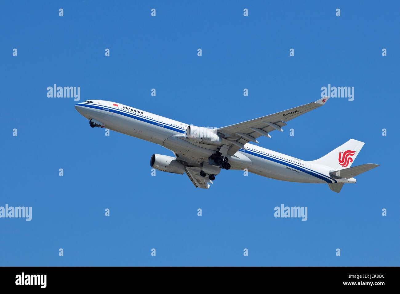 BEIJING-MAY 10. China Airlines, Airbus A-330-300, B-5916 take off. Long-range wide-body twin-engine jet airliner, capacity 300 passengers. Stock Photo