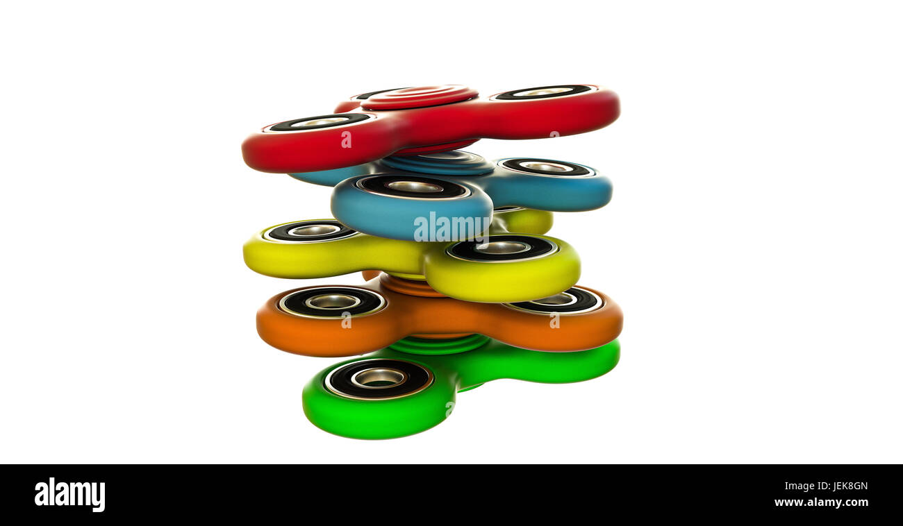 3d illustration of fidget spinners isolated on white background Stock ...