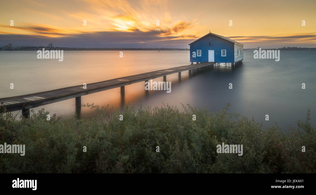 Crawley Edge Boatshed at sunset, Perth, Western Australia, Australia