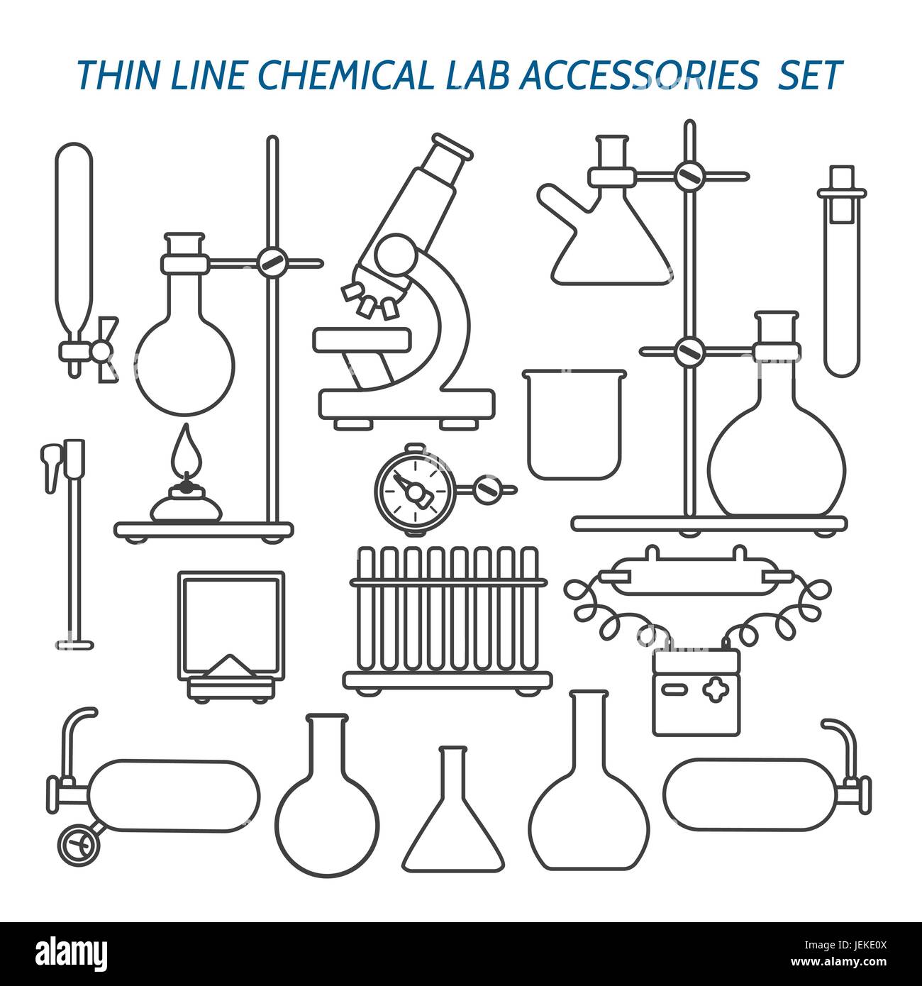 Line Icons Of Laboratory Instruments And Equipment, Scientific