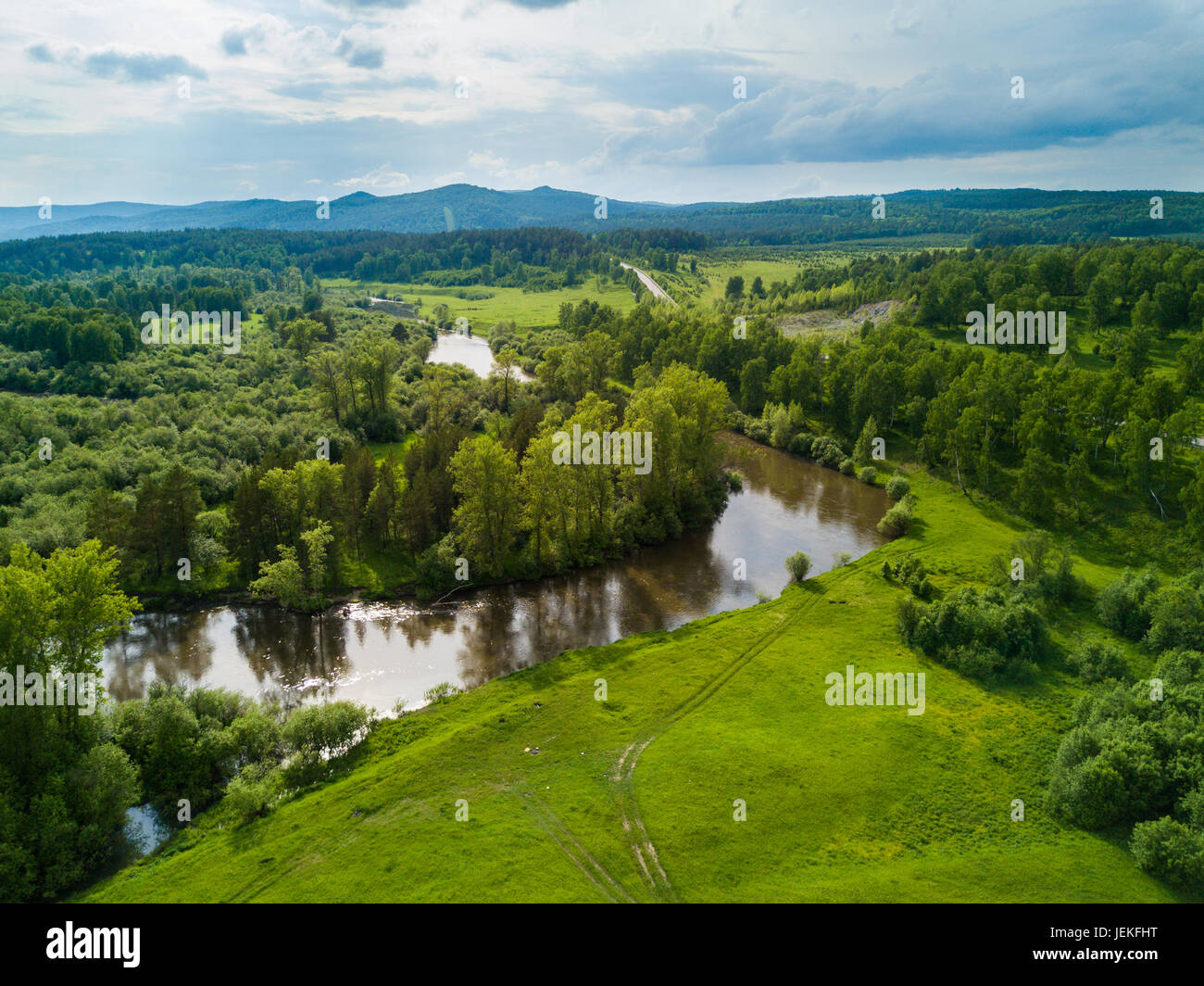 Aerial view of the Russian landscape in summer Stock Photo - Alamy