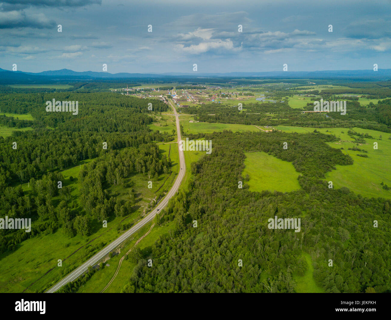 Aerial view of the Russian landscape in summer Stock Photo - Alamy