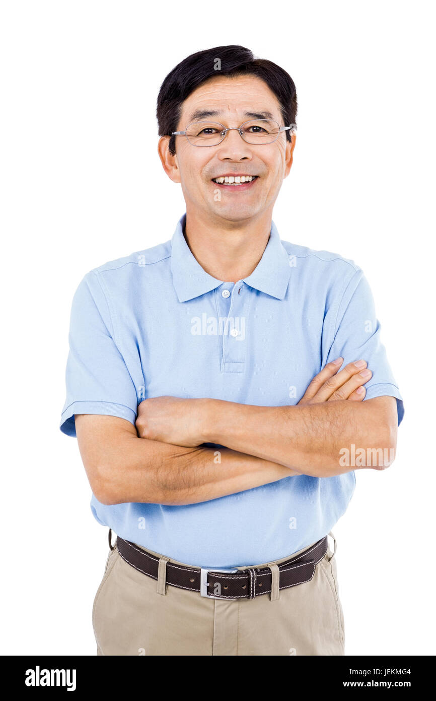 Portrait of happy man with arms crossed Stock Photo - Alamy