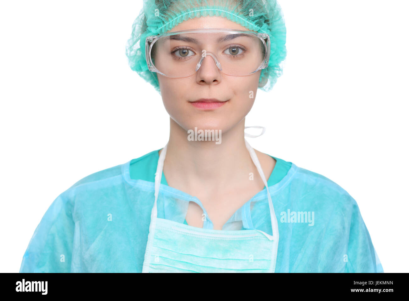 Face of young female surgeon doctor smiling. Isolated Stock Photo - Alamy