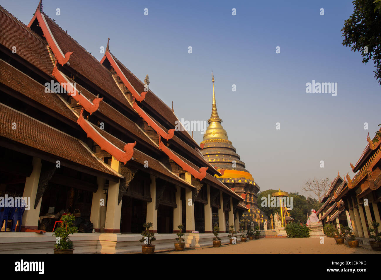 Wat Phra That Lampang Luang. Lanna architecture style temple Stock Photo