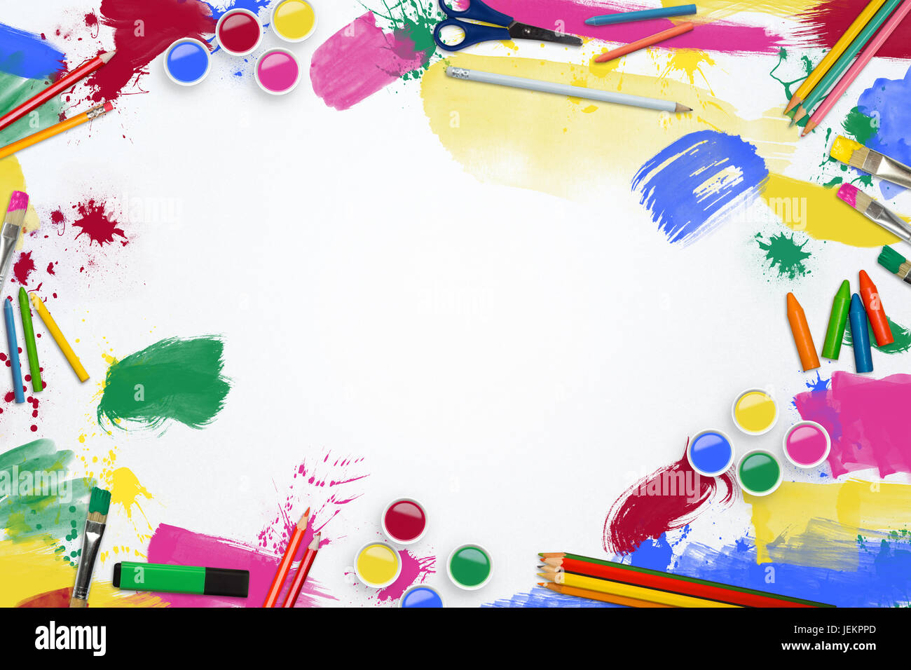 Art supplies border line Stock Photo Alamy