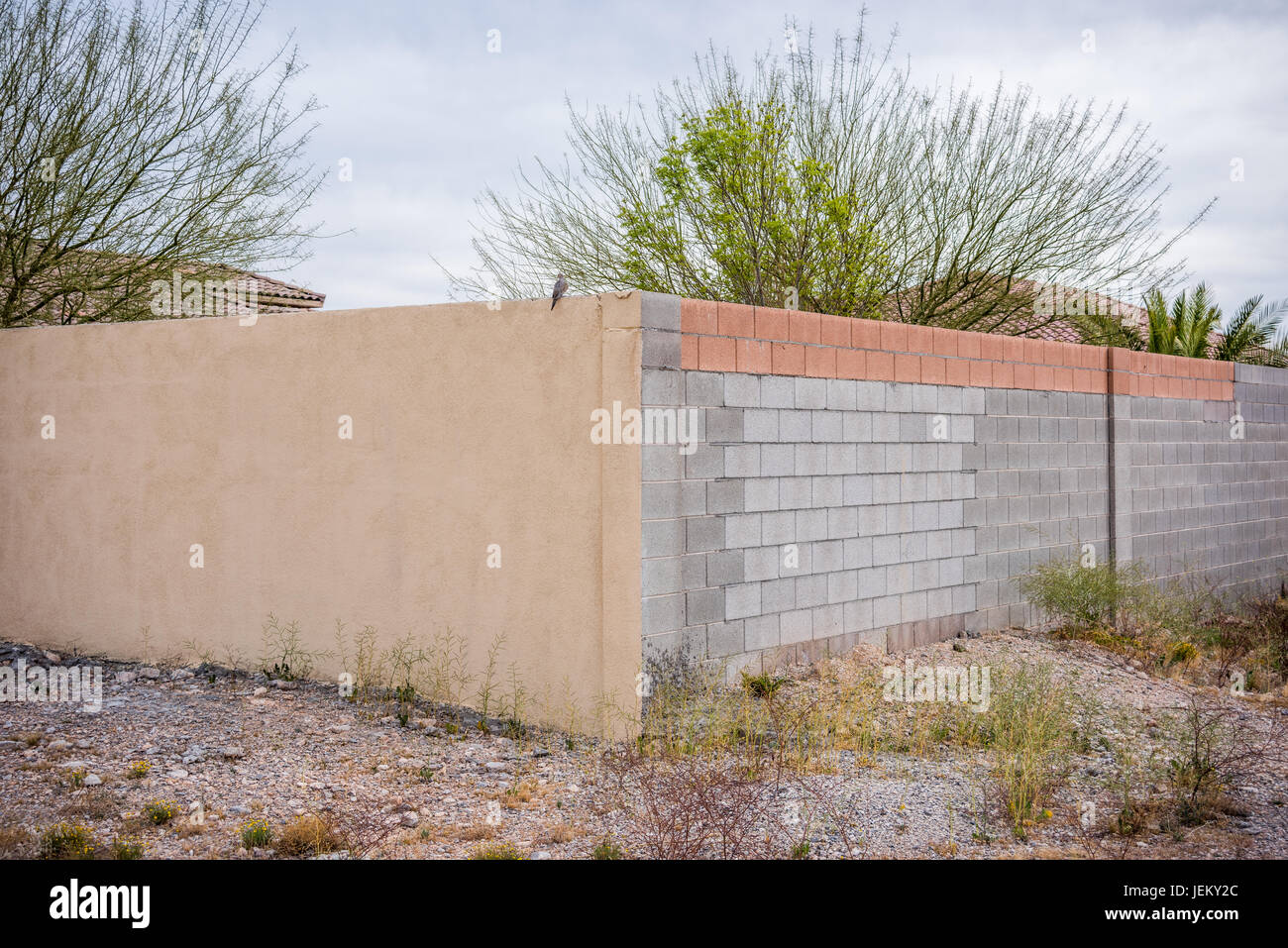 Wall of housing subdivision in western Las Vegas Stock Photo