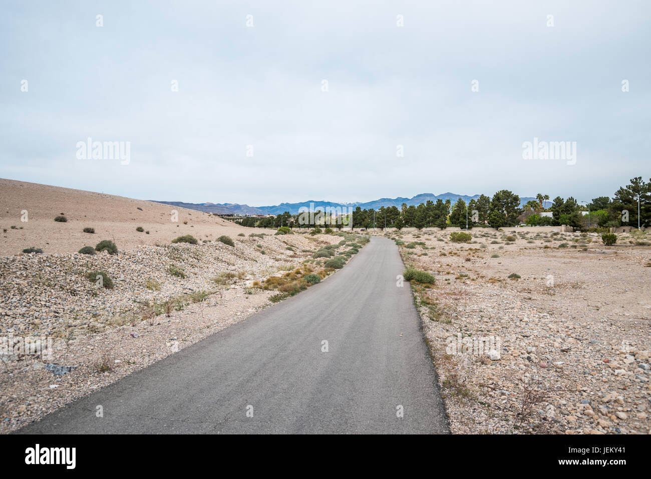 Bike path next to arroyo in western Las Vegas Stock Photo Alamy