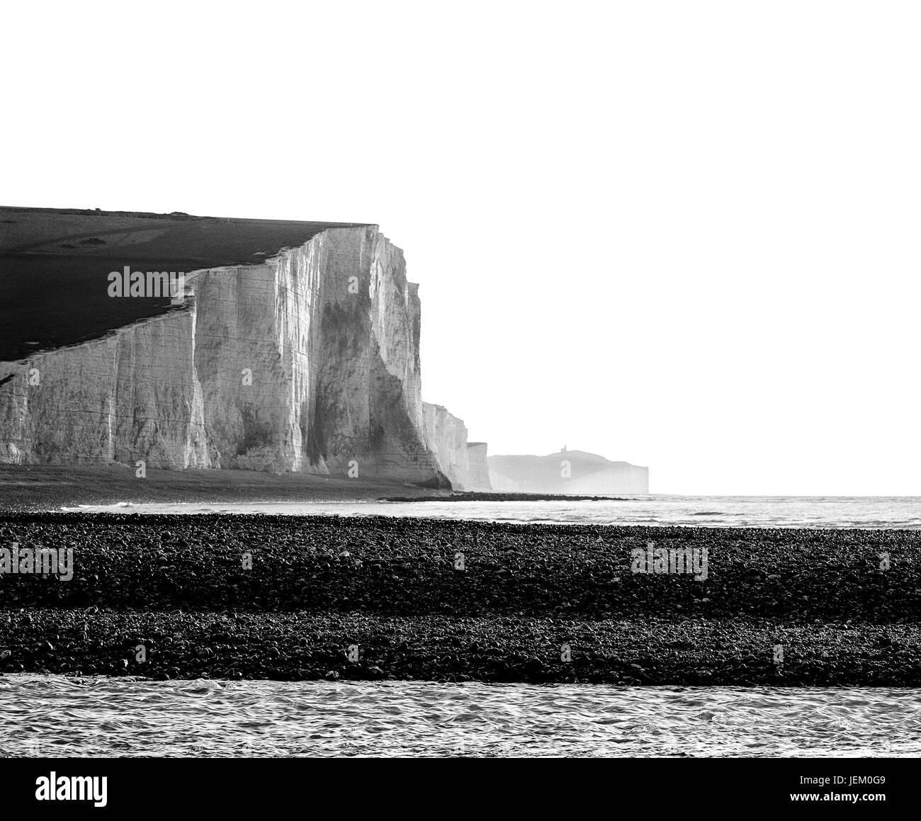 The Seven sisters at Cuckmere haven East Sussex England, photographed on medium format 120 Black and white film Stock Photo