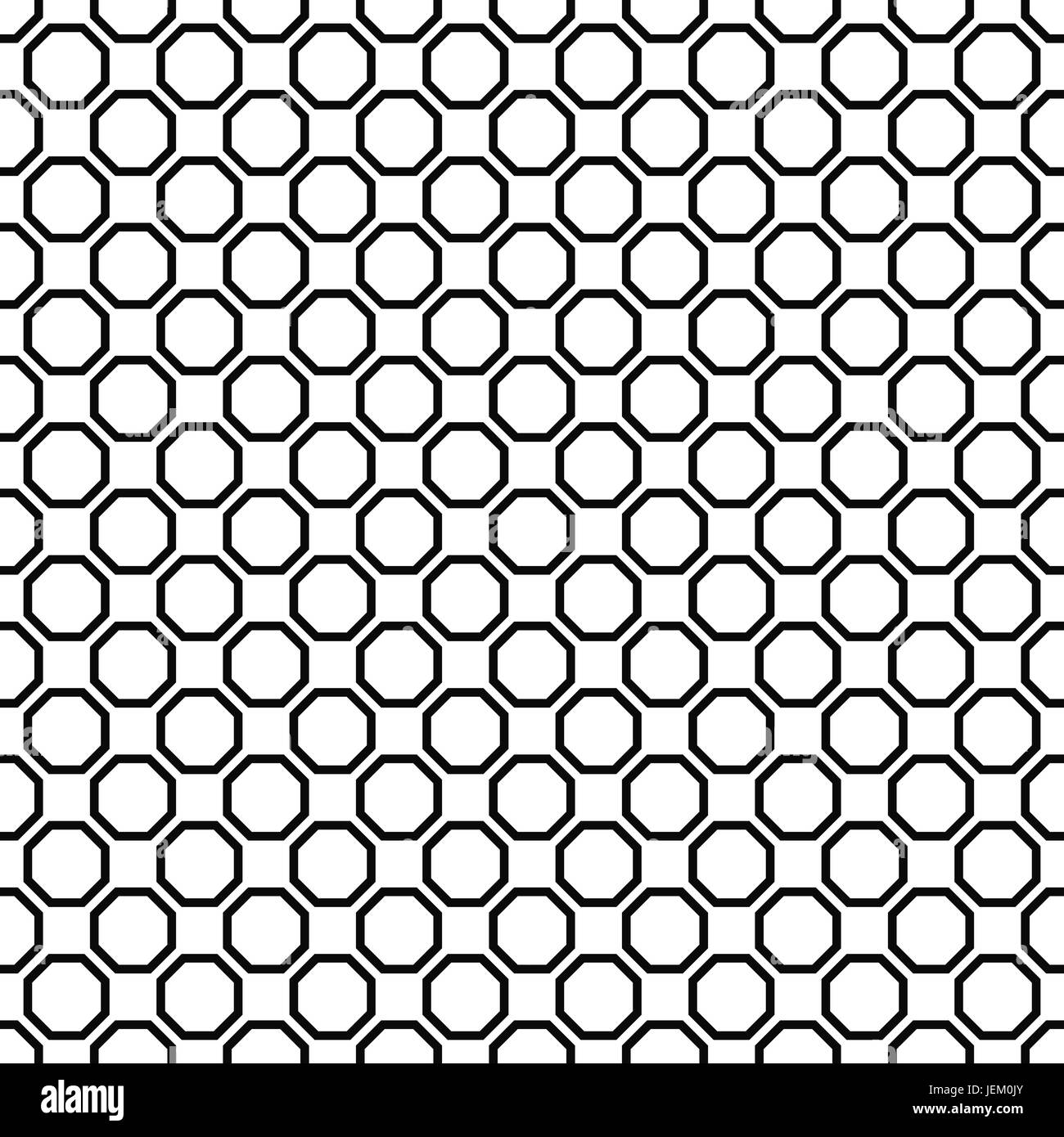 Seamless black and white octagon pattern design Stock Vector