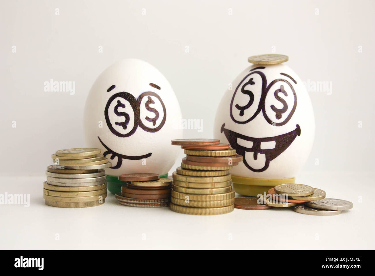 Business concept money jackpot. An egg with coins. Photo for your design Stock Photo