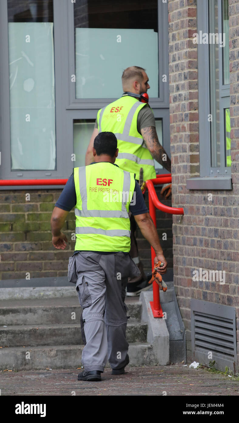 A fire protection unit at Chalcots Estate in London after the occupants ...