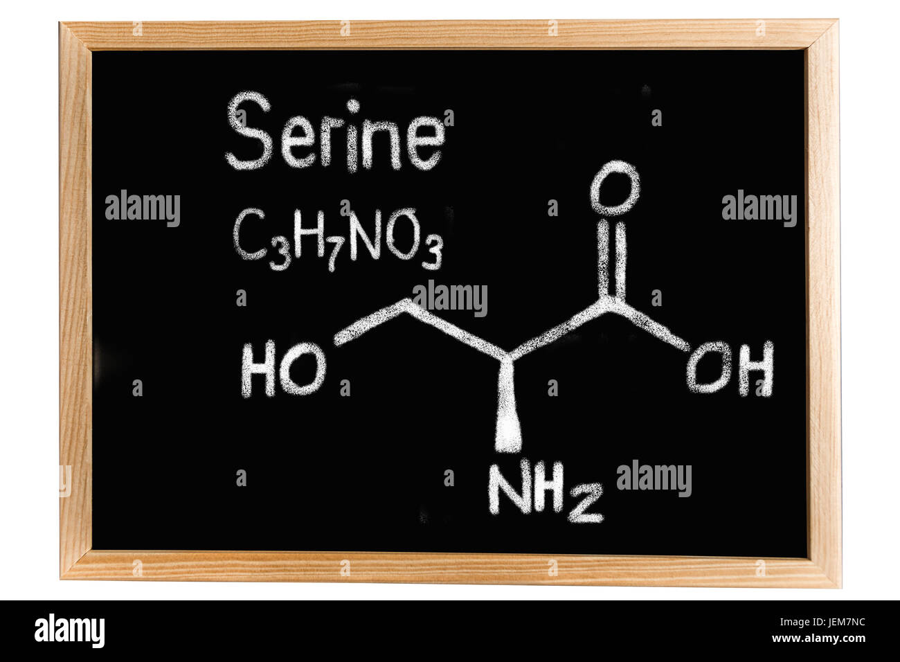 Blackboard with the chemical formula of Serine Stock Photo