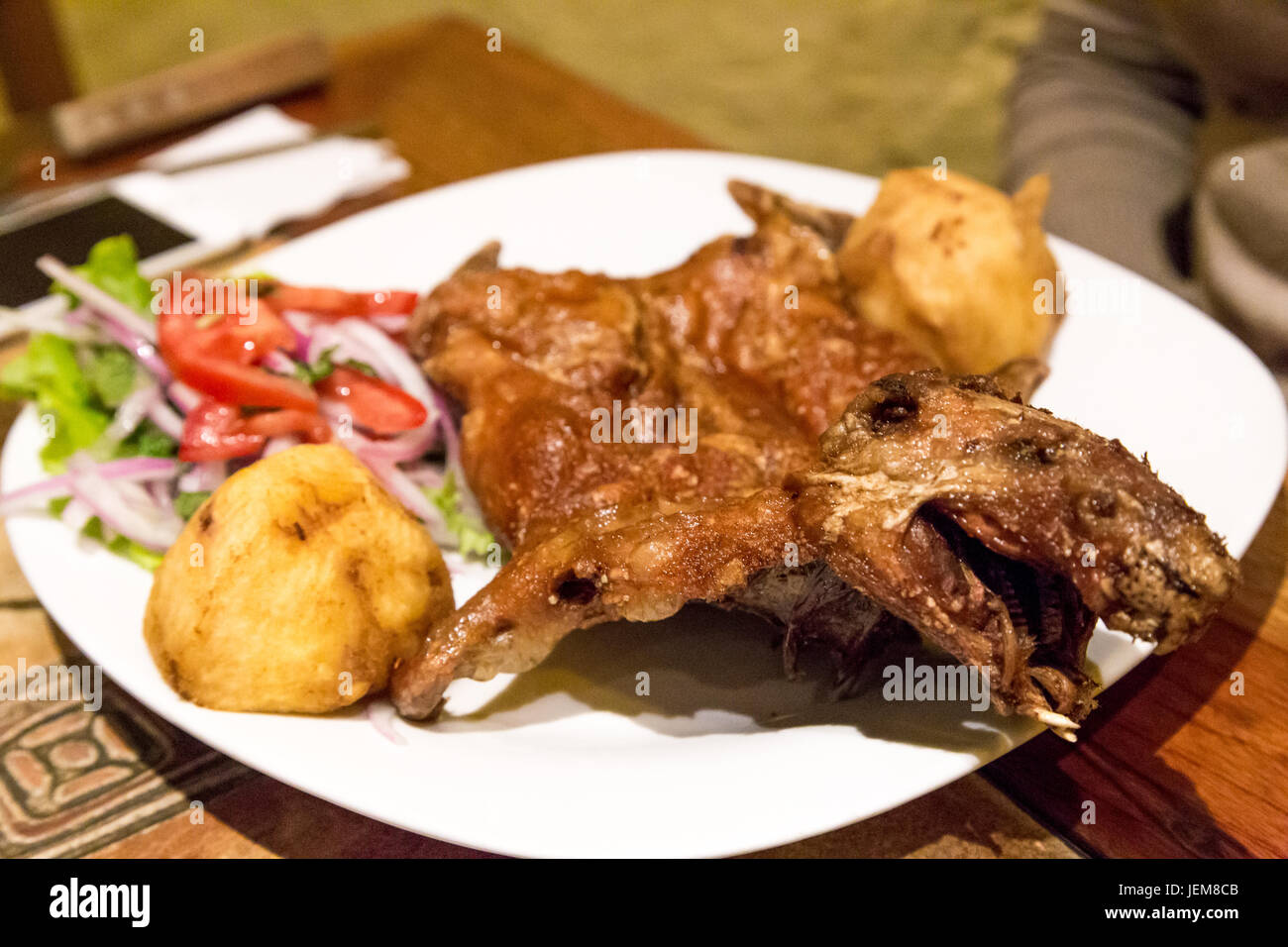 View of Roasted Guinea Pig Stock Photo - Alamy