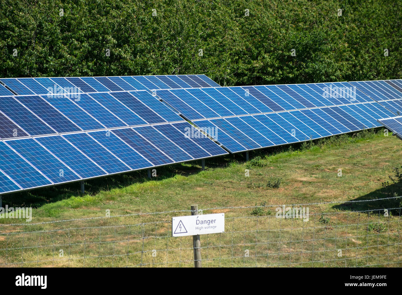 Solar farm in field, kent, uk Stock Photo