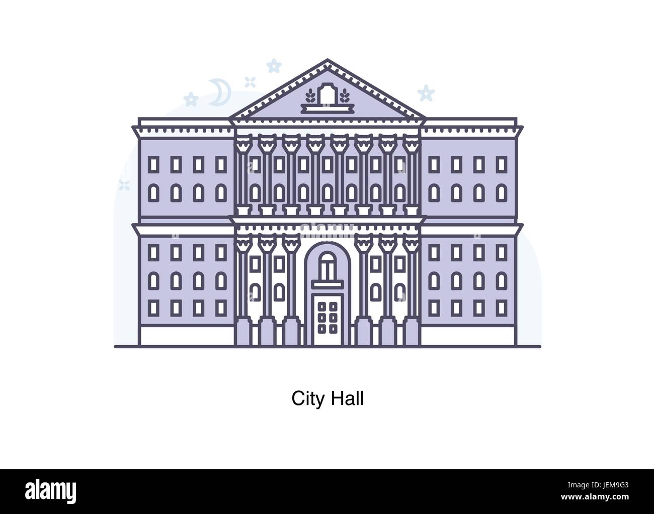 Vector line illustration of City Hall, Moscow, Russia Stock Vector