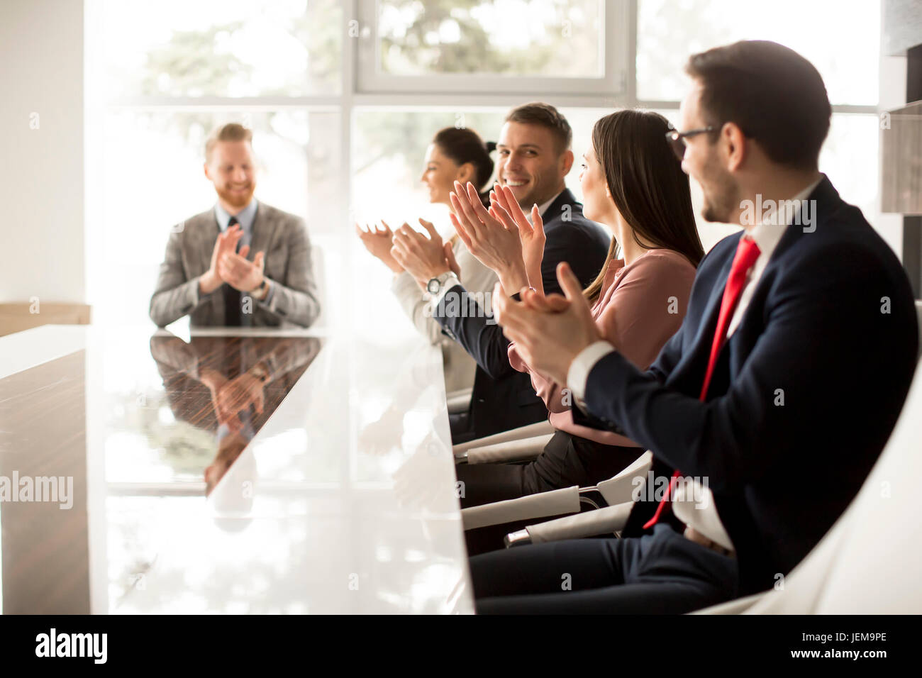 Group of young people having a meeting in the modern office Stock Photo ...