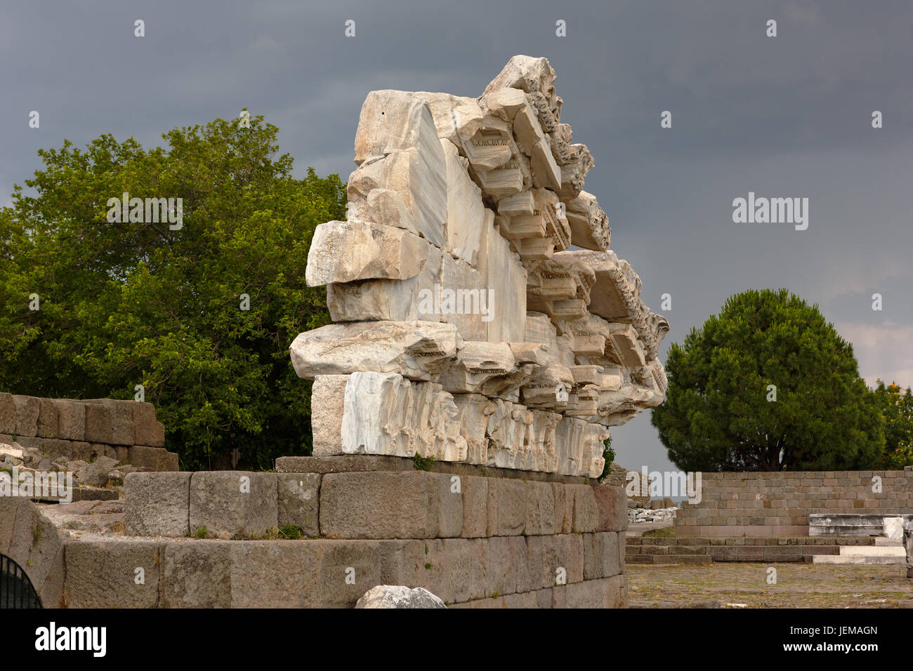 Antique city of Pergamon, Ruins of ancient Acropolis in Bergama, Izmir Stock Photo