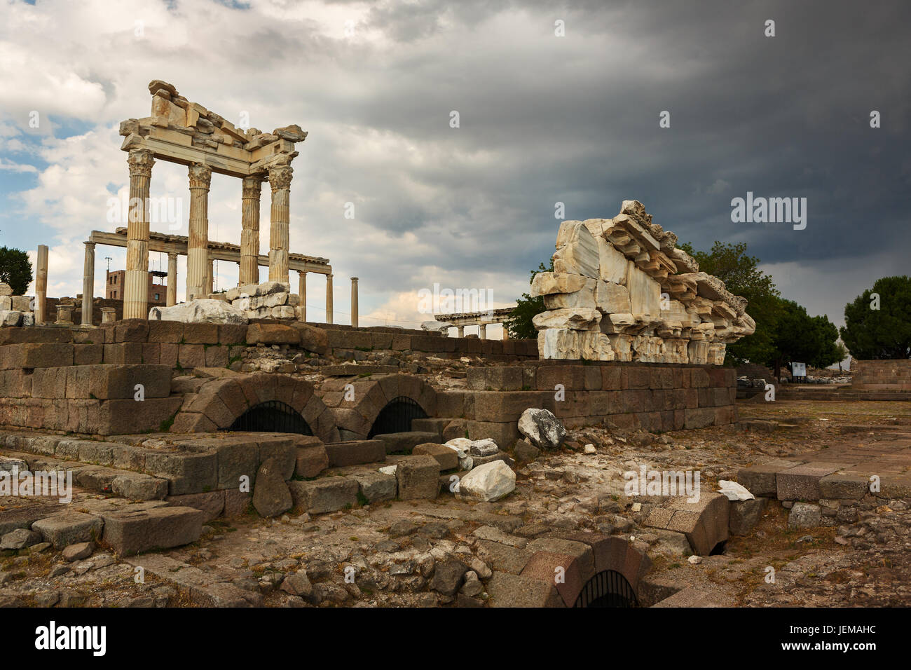 Antique city of Pergamon, Ruins of ancient Acropolis in Bergama, Izmir Stock Photo