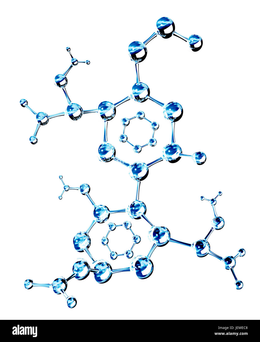 Abstract molecular structure with glass material. Isolated on white