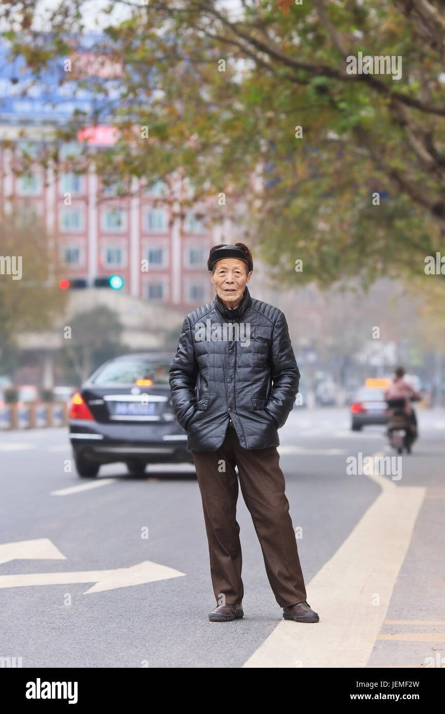 Portrait of a Chinese senior. China’s elderly population (60 years or older) is currently 128 million, one in every ten people, largest in the world. Stock Photo