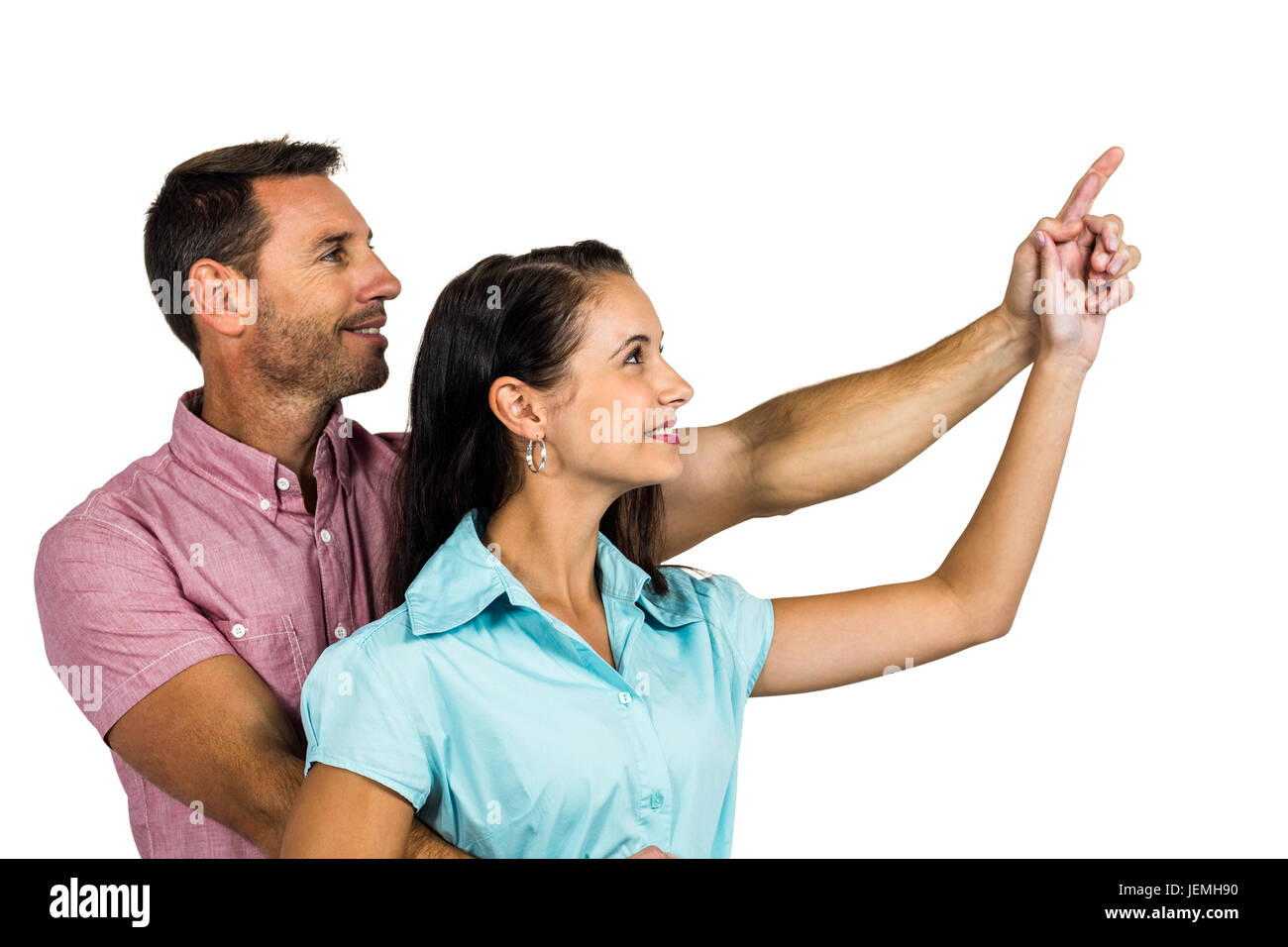 Man pointing somewhere woman hi-res stock photography and images - Alamy