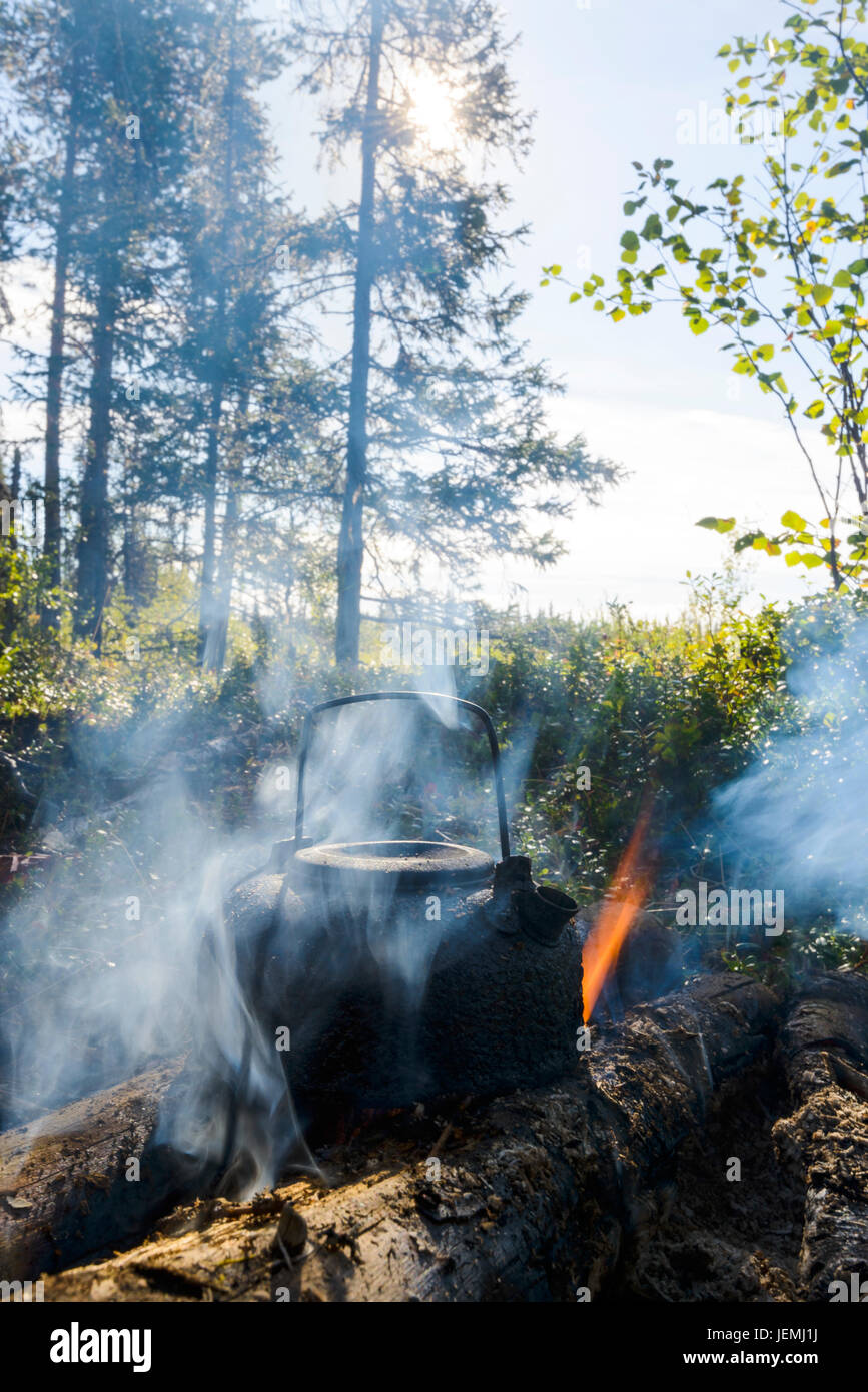 Kettle on campfire Stock Photo Alamy