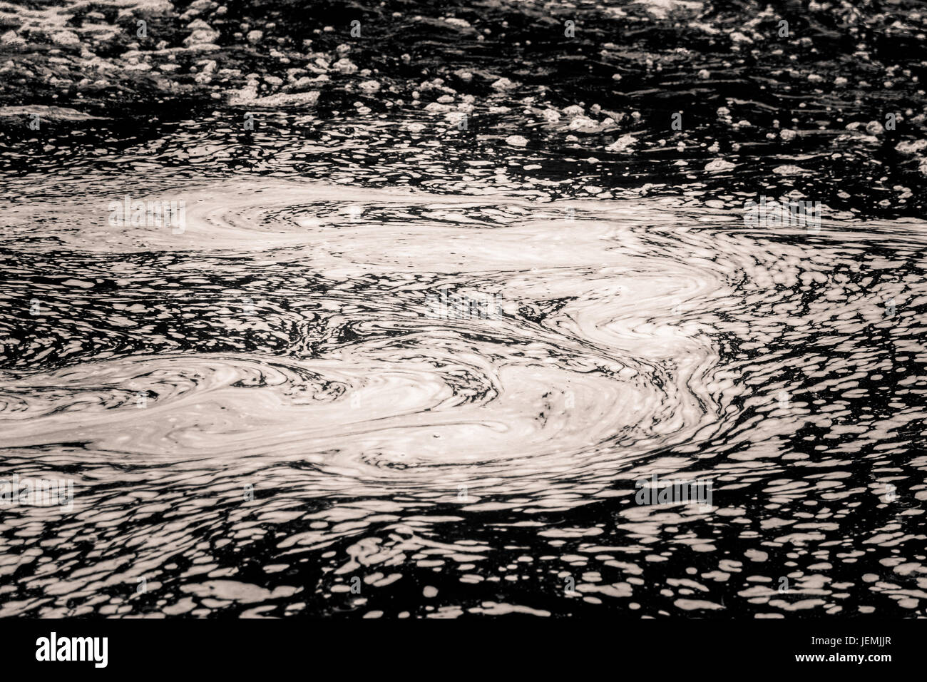 An abstract, monochrome pattern of river surface. Van Gogh style. Stock Photo